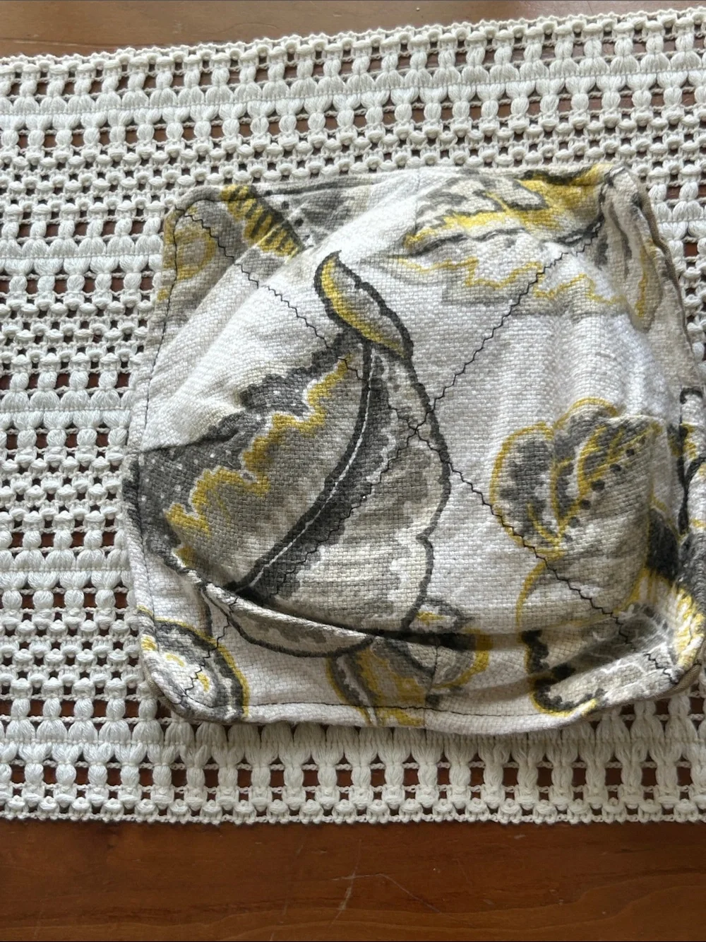 Bowl Cozy Set of 2 Hot  Cold Kitchen Linens Handmade Gray Yellow Green Black